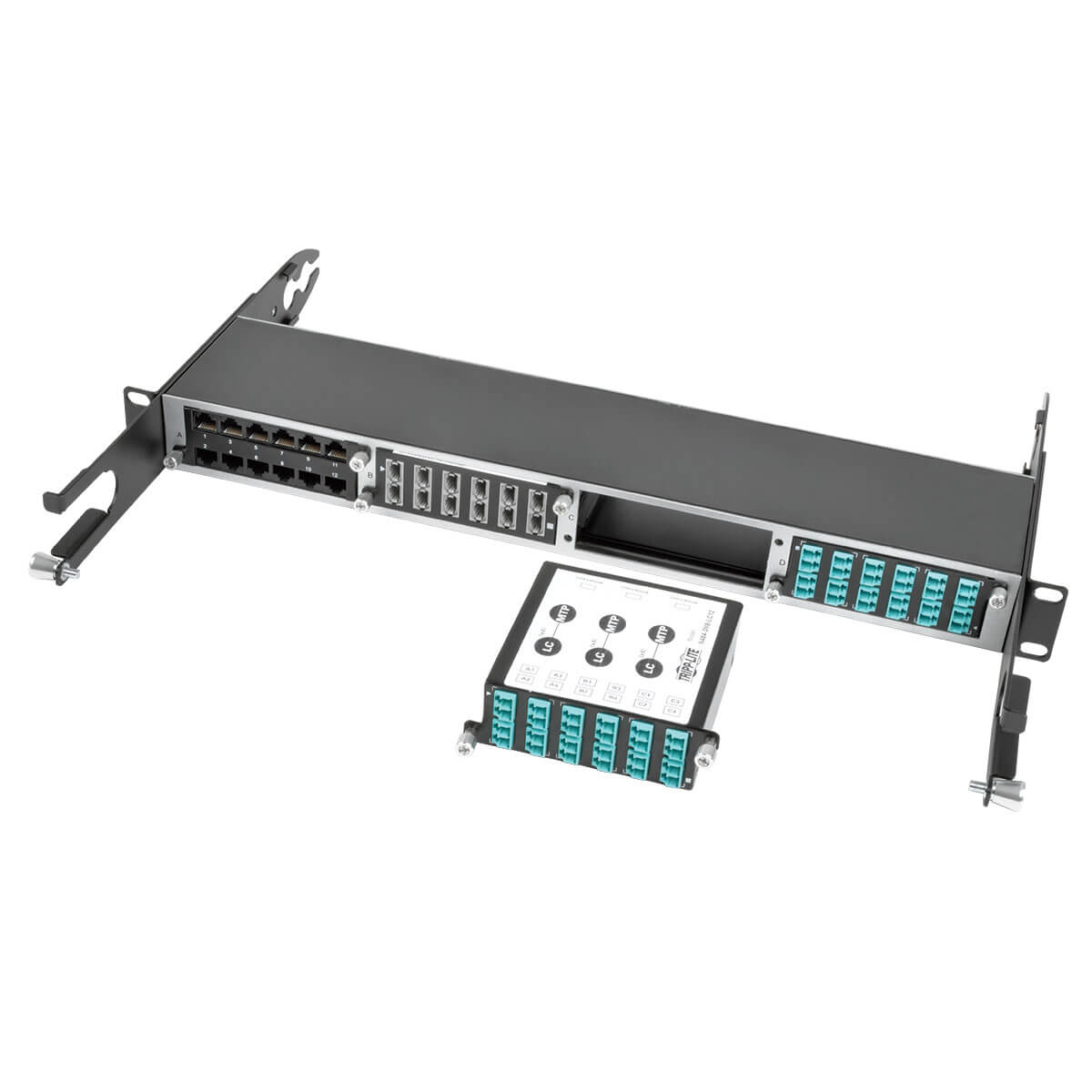 40/100Gb Breakout Cassette, 40Gb to 4 x 10Gb, 100Gb to 4 x 25Gb, (x3) 8-Fiber MTP/MPO to (x12) LC Duplex, Type-B Polarity