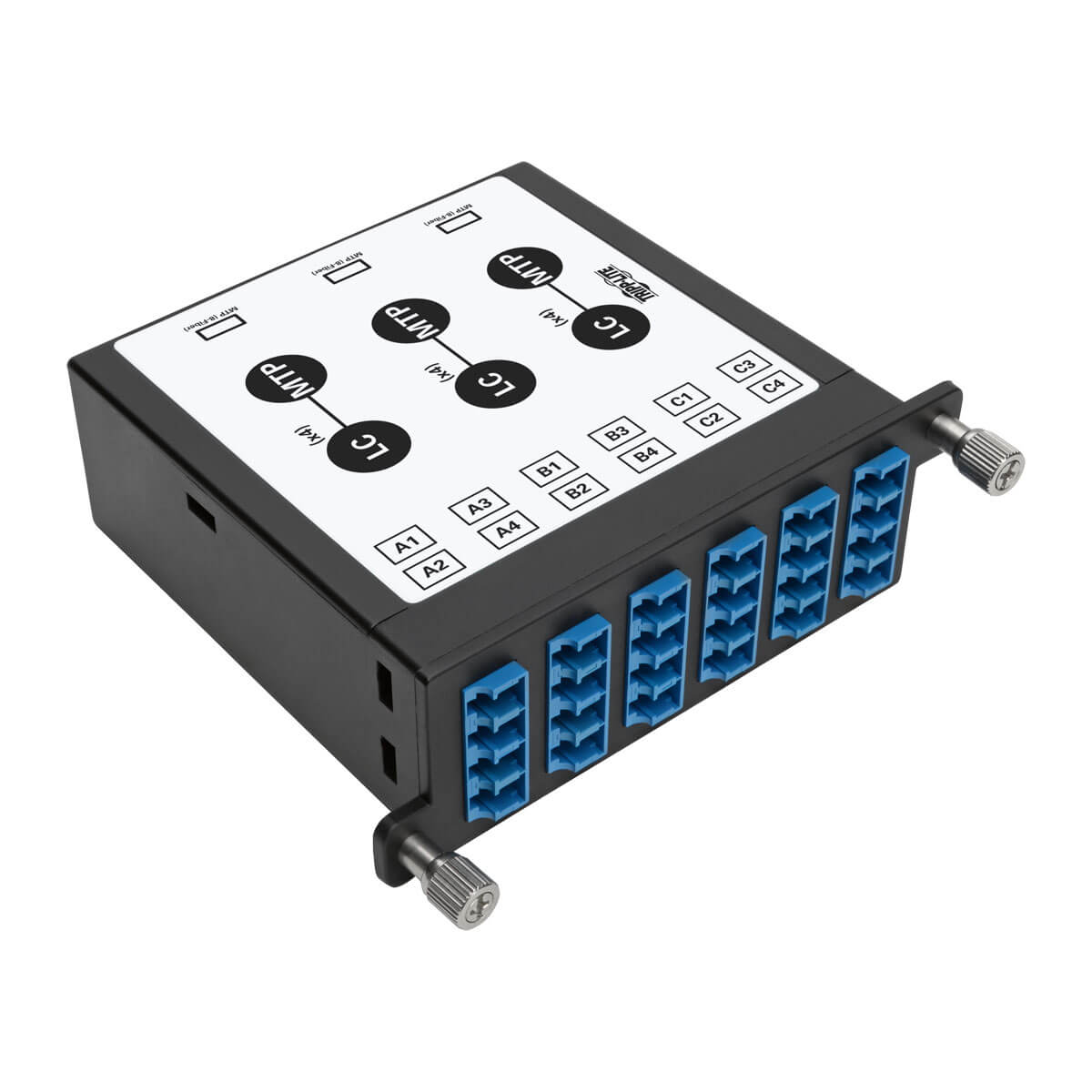 40/100Gb Singlemode Fiber Breakout Cassette, 40Gb to 4 x 10Gb, 100Gb to 4 x 25Gb, (x3) 8-Fiber MTP/MPO (APC) to (x12) LC (UPC) Duplex 8.3/125, N484 Chassis