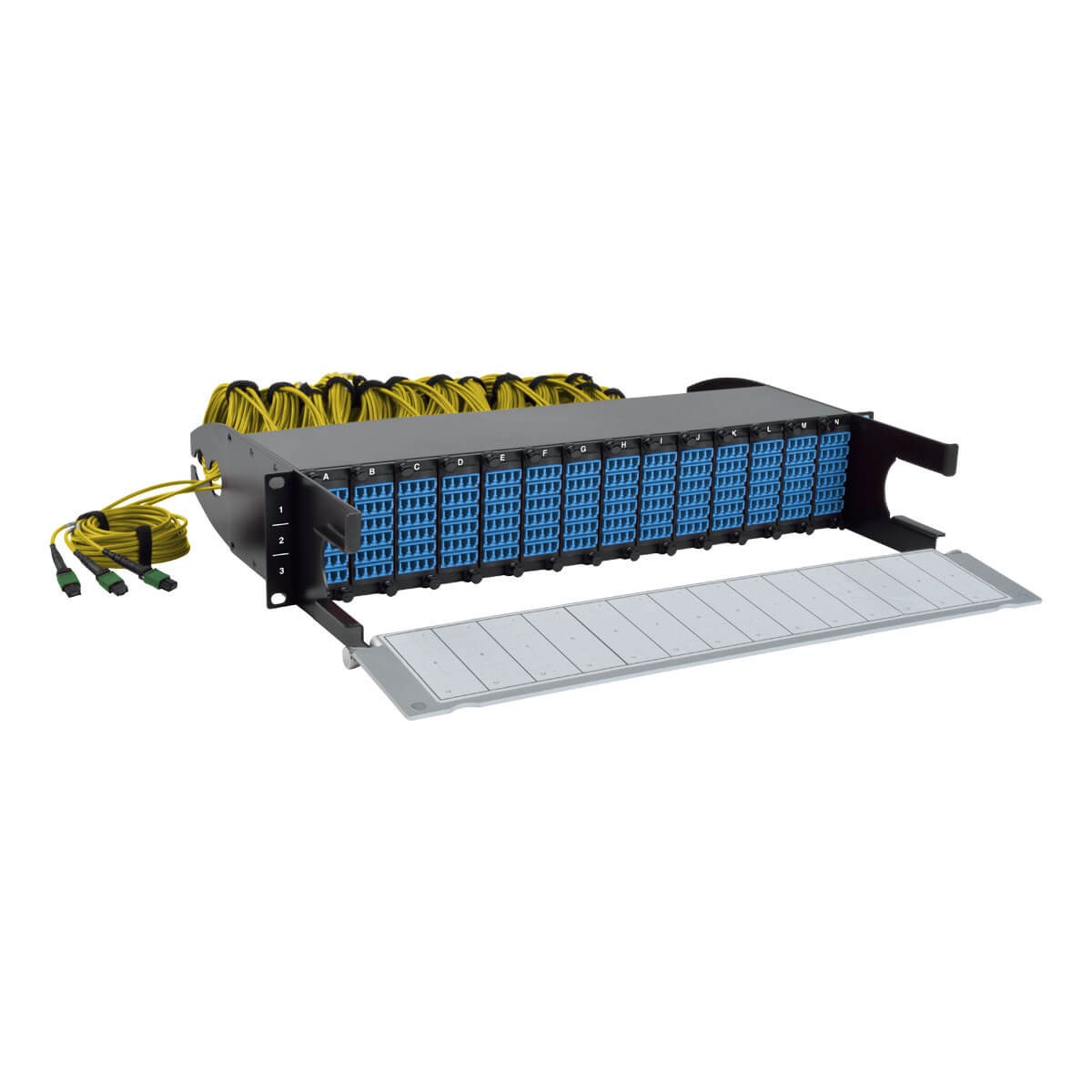 40/100Gb Fiber Breakout Patch Panel, 40Gb to 4 x 10Gb, 100Gb to 4 x 25Gb, 42 MTP QSFP to 168 LC Duplex 8.3/125 Singlemode Ports, 2U